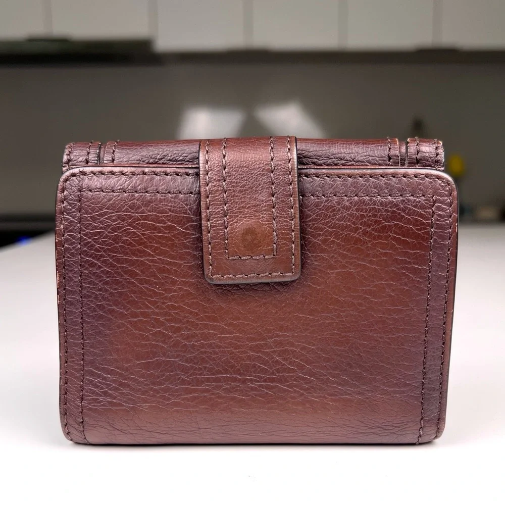 Celine Brown Compact Wallet With Lock
